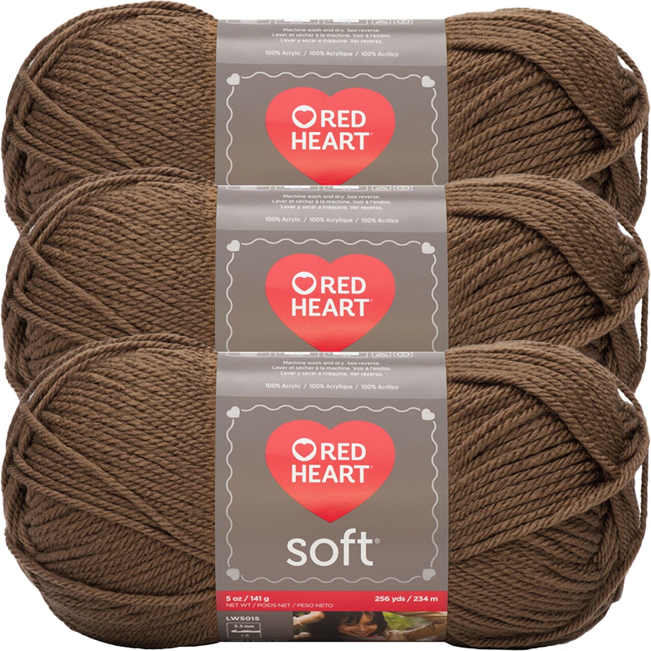 Red Heart Soft Toast Yarn - 3 Pack of 141g/5oz - Acrylic - 4 Medium (Worsted) - 256 Yards - Knitting/Crochet